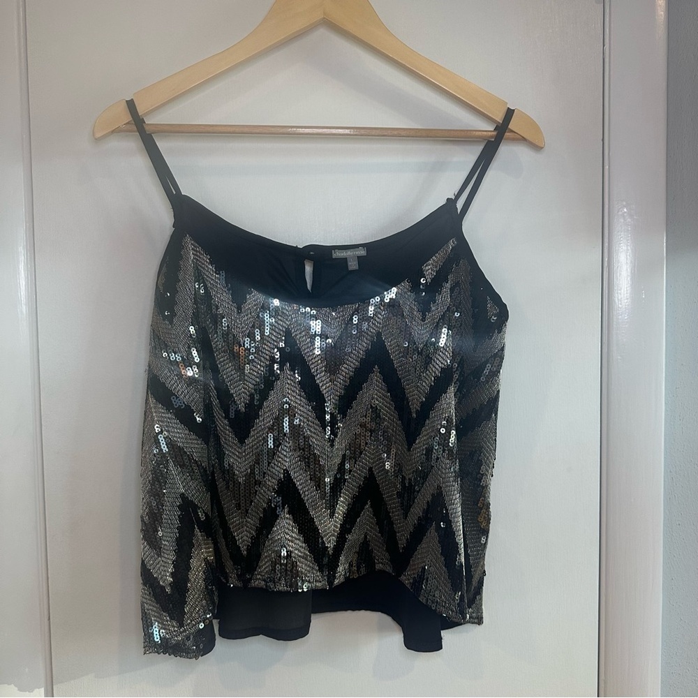 Charlotte Russe Y2K Chevron Sequin Cami. Size: Large.